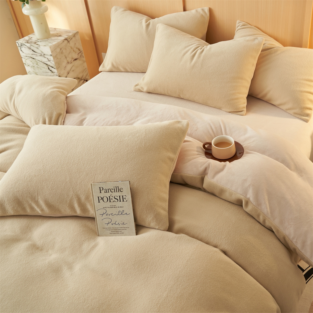 91家纺网 家纺一手货源 找家纺 金鹰 2025新款羊驼绒牛奶绒四件套保暖套件 羊驼绒-驼色