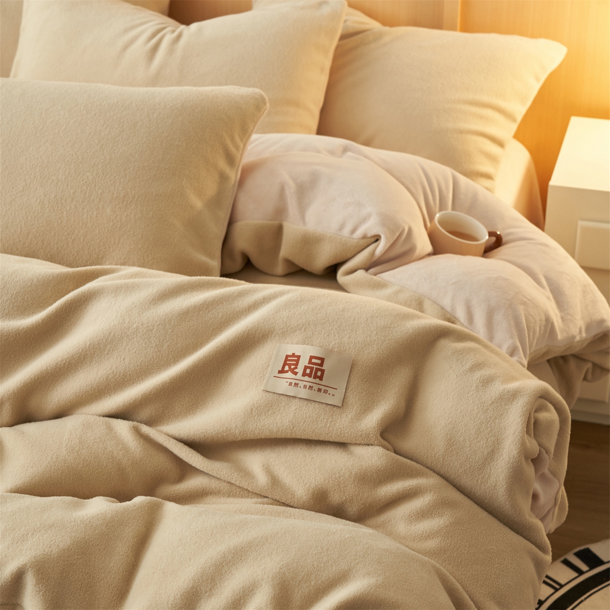 91家纺网 家纺一手货源 找家纺 金鹰 2025新款羊驼绒牛奶绒四件套保暖套件 羊驼绒-驼色