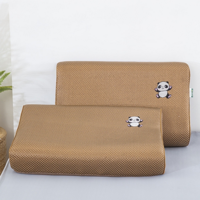 91家纺网 家纺一手货源 找家纺 大黄蜂家居家纺 2025新款艾草冰滕乳胶枕套含芯 小熊猫黄