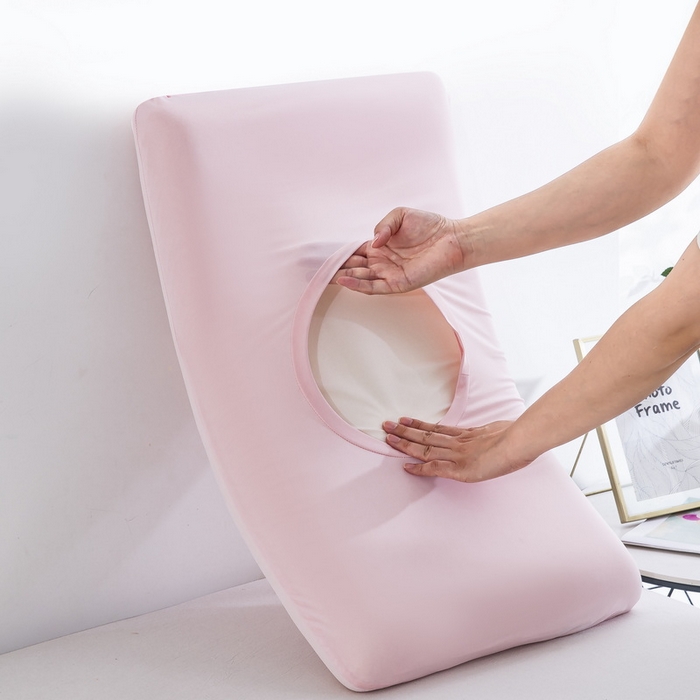 91家纺网 家纺一手货源 找家纺 大黄蜂家居家纺 2025新款小冰皮凉感魔术枕套 淡雅粉