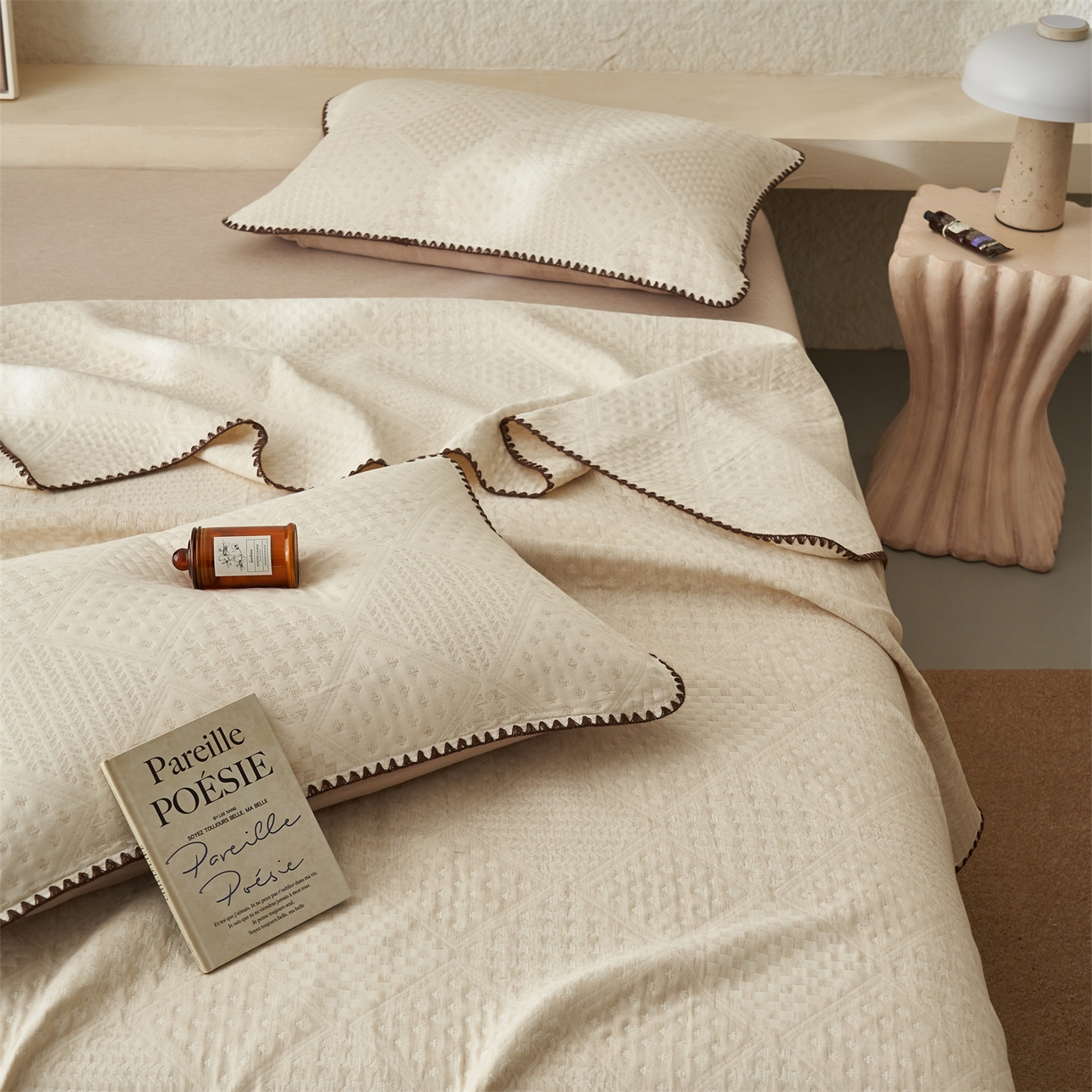 91家纺网 家纺一手货源 找家纺 金鹰 2025新款A类全棉棉麻毛多功能盖毯床盖床单 华夫格