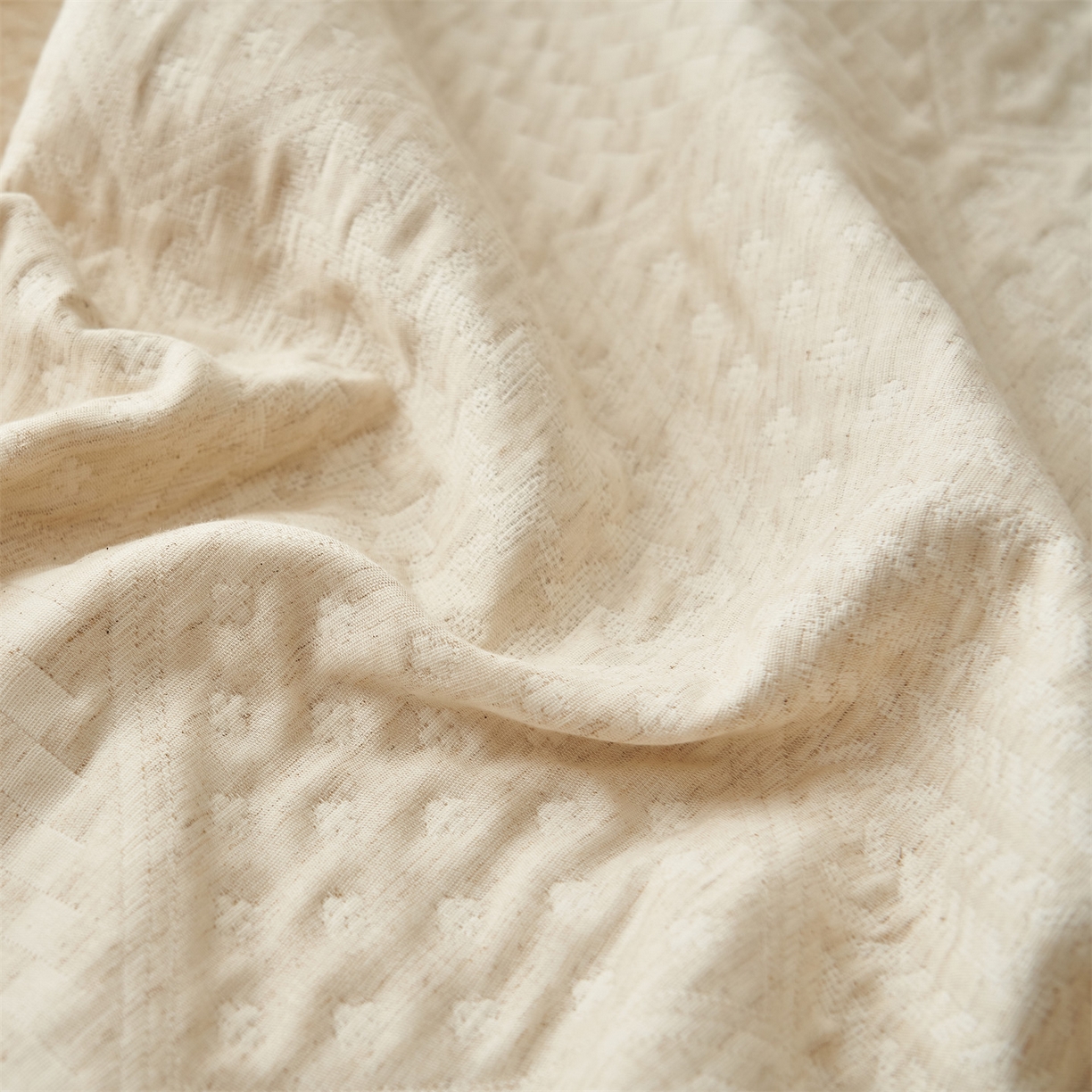 91家纺网 家纺一手货源 找家纺 金鹰 2025新款A类全棉棉麻毛多功能盖毯床盖床单 华夫格