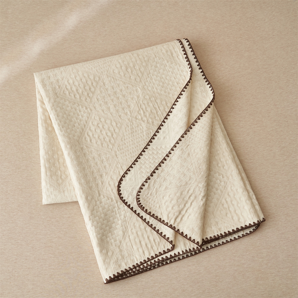 91家纺网 家纺一手货源 找家纺 金鹰 2025新款A类全棉棉麻毛多功能盖毯床盖床单 华夫格