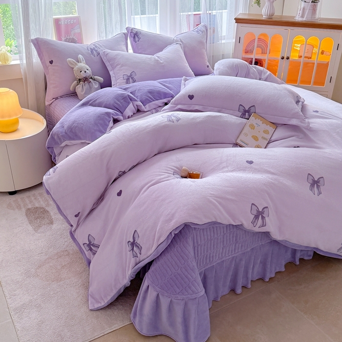 91家纺网 家纺一手货源 找家纺 （总）铠畅 2025新款牛奶绒碎花床单床盖四件套 花妖系列