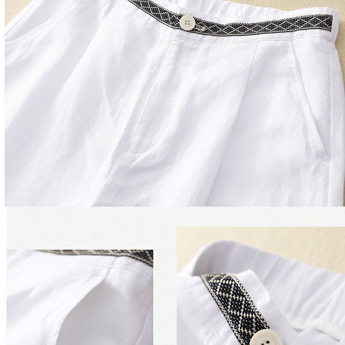 91家纺网 家纺一手货源 找家纺 洛兰沙家居馆【只代发】【只代发】 出口日单品纯色棉麻阔腿裤女宽松垂感大码百搭棉麻九分裤潮 黄