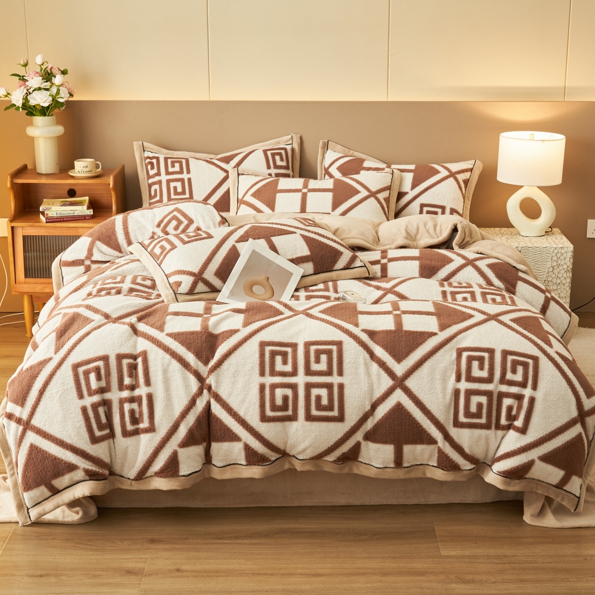 91家纺网 家纺一手货源 找家纺 金鹰 2025新款提花绒牛奶绒四件套 苏迪娜