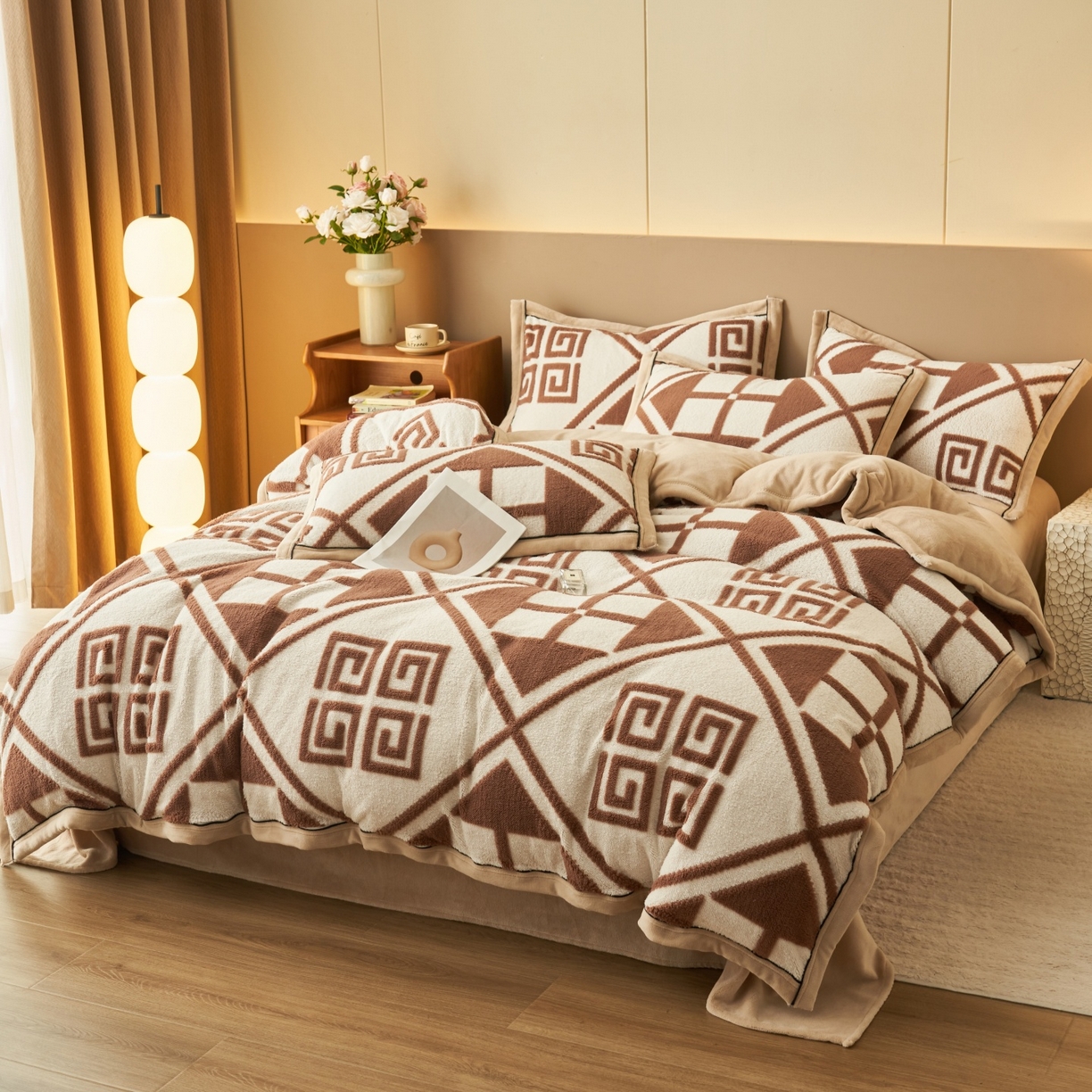 91家纺网 家纺一手货源 找家纺 金鹰 2025新款提花绒牛奶绒四件套 苏迪娜