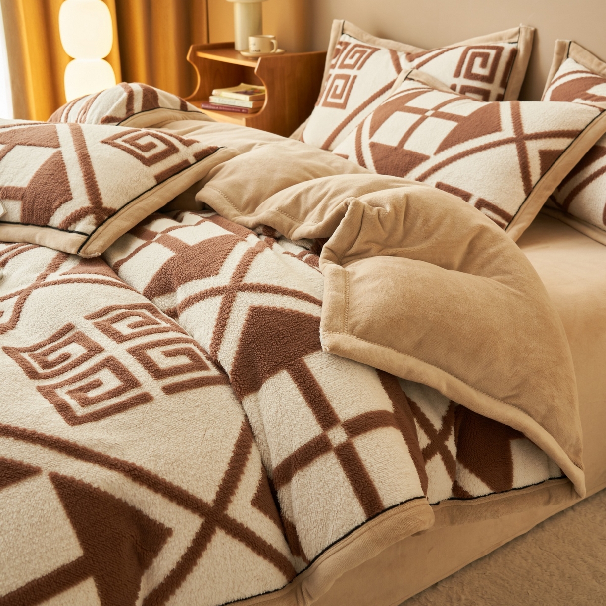 91家纺网 家纺一手货源 找家纺 金鹰 2025新款提花绒牛奶绒四件套 苏迪娜