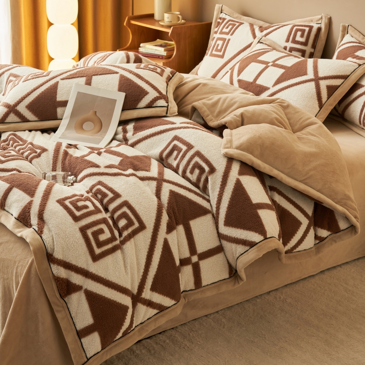 91家纺网 家纺一手货源 找家纺 金鹰 2025新款提花绒牛奶绒四件套 苏迪娜