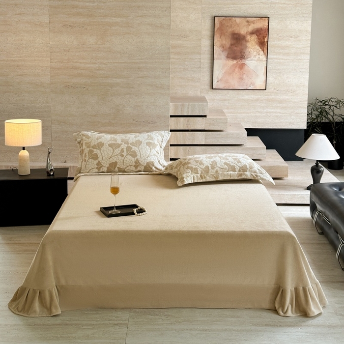 91家纺网 家纺一手货源 找家纺 7V 2025新款A类5D雕花绒四件套高克重立体浮雕牛奶绒大宽边一字绣全工艺四件套 银杏物语