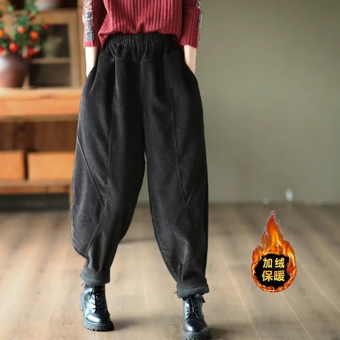 91家纺网 家纺一手货源 找家纺 （总）洛兰沙家居馆【只代发】【只代发】 加绒裤子女秋冬季新款2025胖MM大码黑色显瘦加绒加厚哈伦裤ins潮