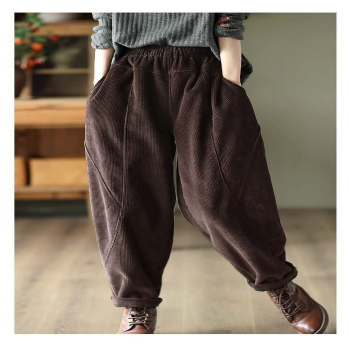 91家纺网 家纺一手货源 找家纺 洛兰沙家居馆【只代发】【只代发】 加绒裤子女秋冬季新款2025胖MM大码黑色显瘦加绒加厚哈伦裤ins潮 咖