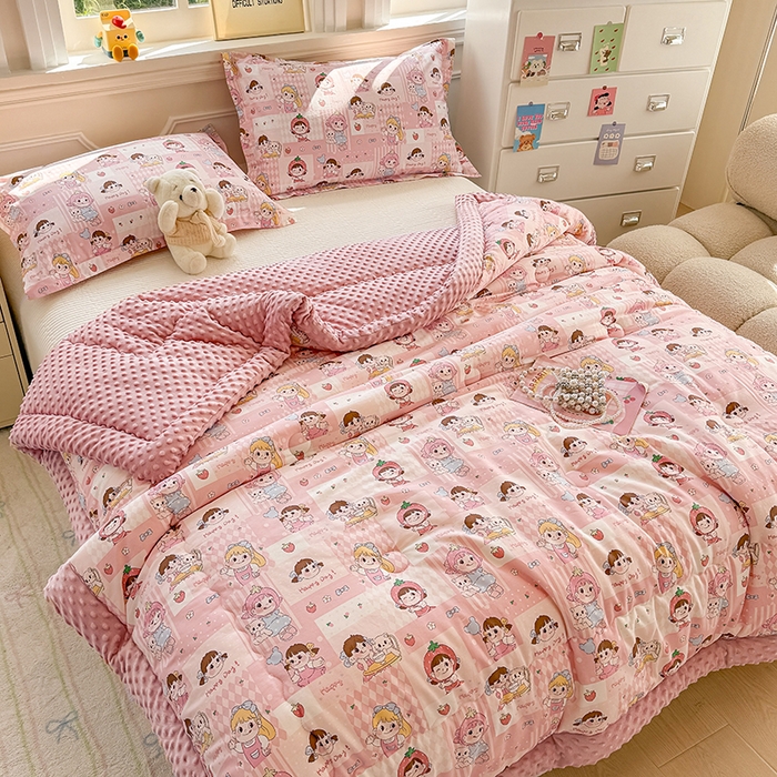 91家纺网 家纺一手货源 找家纺 （总）梦依依 2025新款全棉豆豆绒大豆被冬被春秋被儿童豆豆被（风格一）