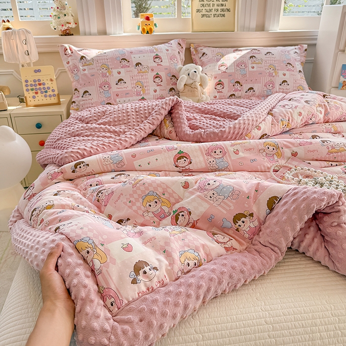 91家纺网 家纺一手货源 找家纺 （总）梦依依 2025新款全棉豆豆绒大豆被冬被春秋被儿童豆豆被（风格一）