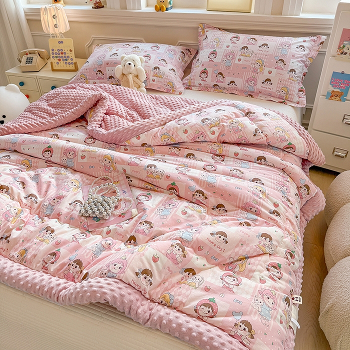 91家纺网 家纺一手货源 找家纺 （总）梦依依 2025新款全棉豆豆绒大豆被冬被春秋被儿童豆豆被（风格一）