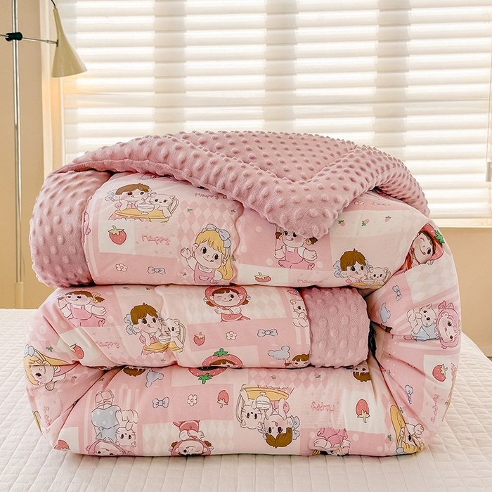 91家纺网 家纺一手货源 找家纺 （总）梦依依 2025新款全棉豆豆绒大豆被冬被春秋被儿童豆豆被（风格一）