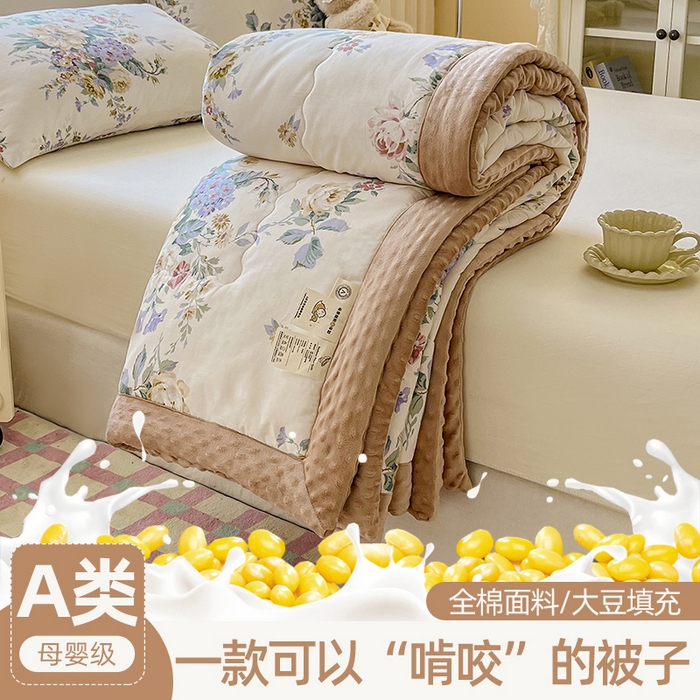 91家纺网 家纺一手货源 找家纺 （总）梦依依 2025新款全棉豆豆绒大豆被冬被春秋被儿童豆豆被（风格一）