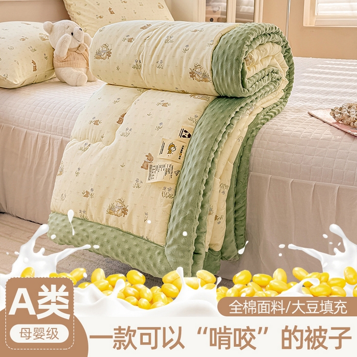 91家纺网 家纺一手货源 找家纺 （总）梦依依 2025新款全棉豆豆绒大豆被冬被春秋被儿童豆豆被（风格一）