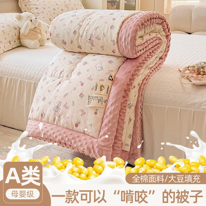 91家纺网 家纺一手货源 找家纺 （总）梦依依 2025新款全棉豆豆绒大豆被冬被春秋被儿童豆豆被（风格一）