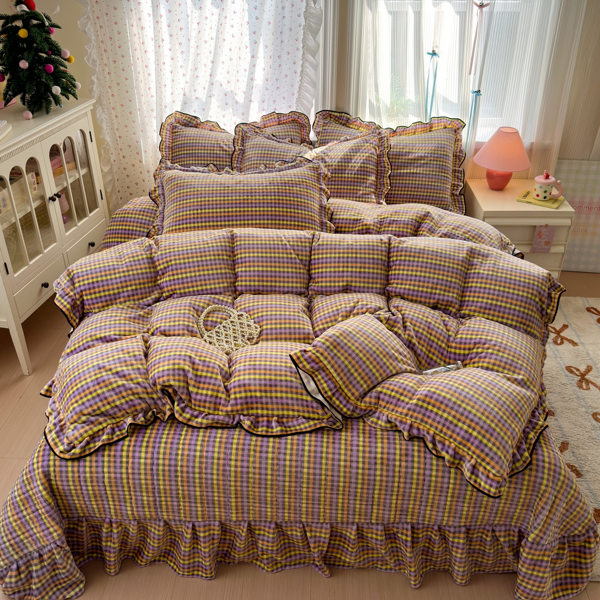 91家纺网 家纺一手货源 找家纺 （总）德比尔斯  2025新款高克重AA版韩版牛奶绒床盖四件套