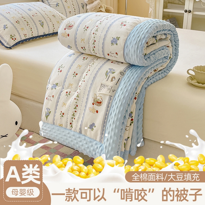 91家纺网 家纺一手货源 找家纺 （总）梦依依 2025新款全棉豆豆绒大豆被冬被春秋被儿童豆豆被（风格一）