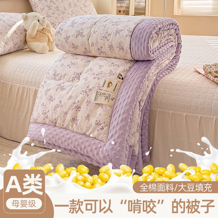 91家纺网 家纺一手货源 找家纺 （总）梦依依 2025新款全棉豆豆绒大豆被冬被春秋被儿童豆豆被（风格一）