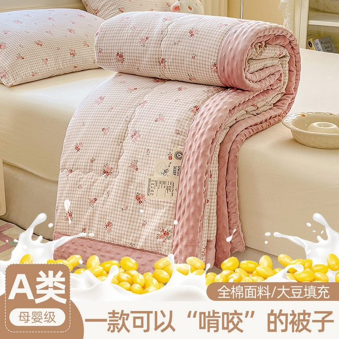 91家纺网 家纺一手货源 找家纺 （总）梦依依 2025新款全棉豆豆绒大豆被冬被春秋被儿童豆豆被（风格一）