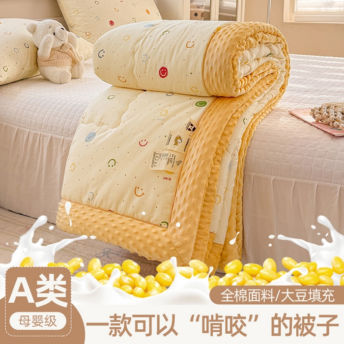 91家纺网 家纺一手货源 找家纺 （总）梦依依 2025新款全棉豆豆绒大豆被冬被春秋被儿童豆豆被（风格一）
