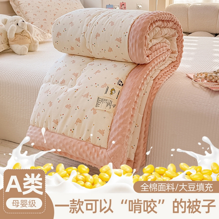 91家纺网 家纺一手货源 找家纺 （总）梦依依 2025新款全棉豆豆绒大豆被冬被春秋被儿童豆豆被（风格一）