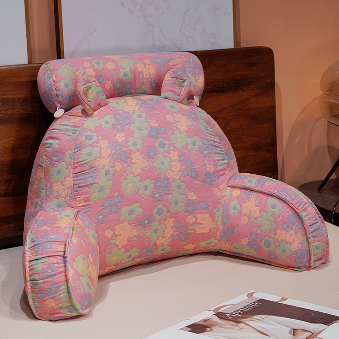 91家纺网 家纺一手货源 找家纺 仟亿莱 2025新款卡通三层纱拥抱式腰靠 拥抱三层纱紫粉花