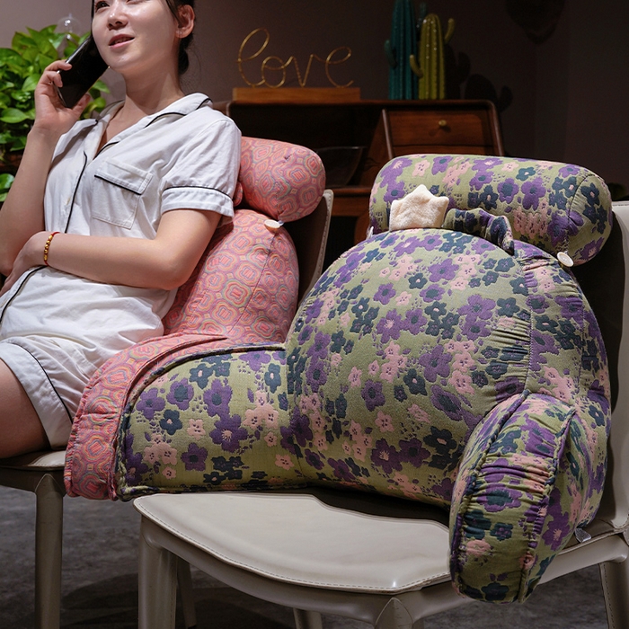 91家纺网 家纺一手货源 找家纺 仟亿莱 2025新款卡通三层纱拥抱式腰靠 拥抱三层纱蓝紫花