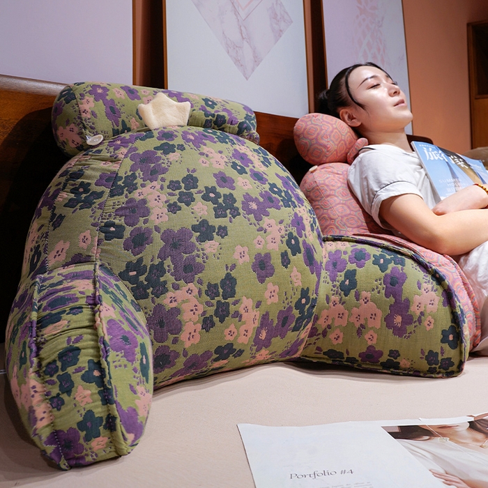 91家纺网 家纺一手货源 找家纺 仟亿莱 2025新款卡通三层纱拥抱式腰靠 拥抱三层纱蓝紫花