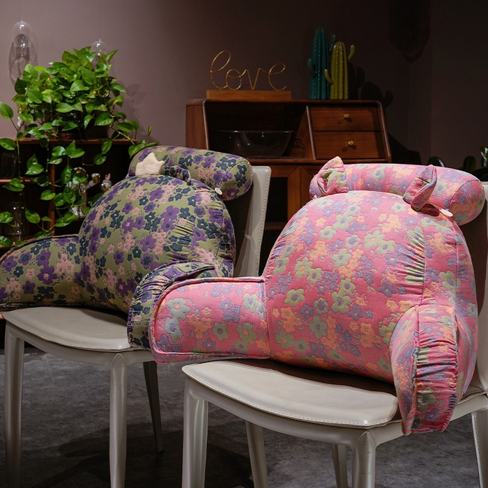 91家纺网 家纺一手货源 找家纺 仟亿莱 2025新款卡通三层纱拥抱式腰靠 拥抱三层纱紫粉花