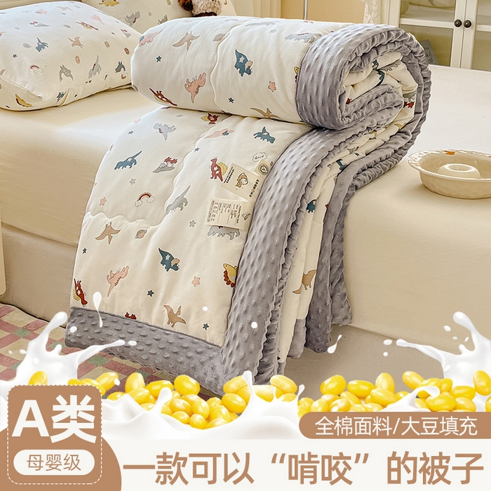91家纺网 家纺一手货源 找家纺 （总）梦依依 2025新款全棉豆豆绒大豆被冬被春秋被儿童豆豆被（风格一）