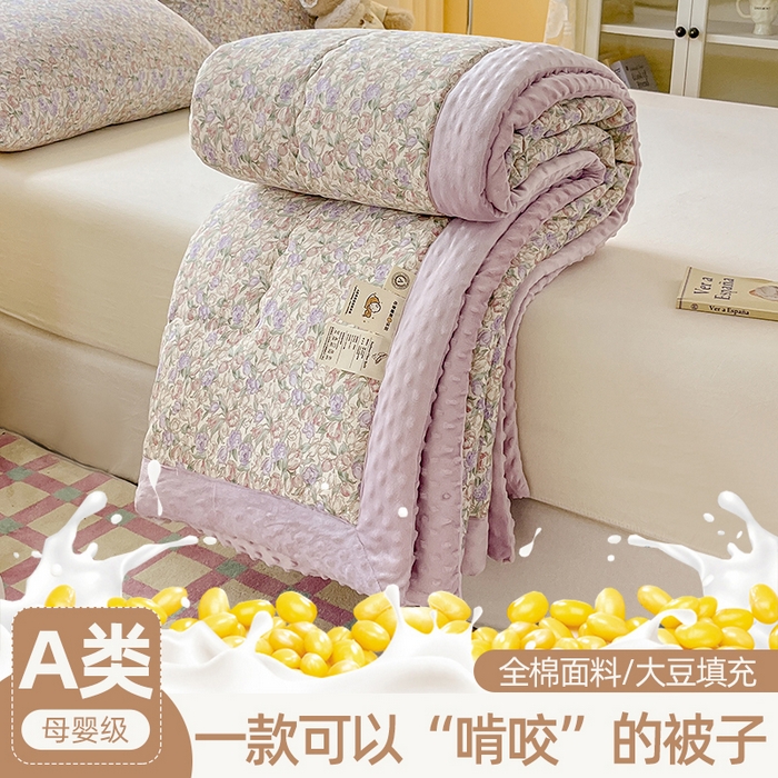 91家纺网 家纺一手货源 找家纺 （总）梦依依 2025新款全棉豆豆绒大豆被冬被春秋被儿童豆豆被（风格一）