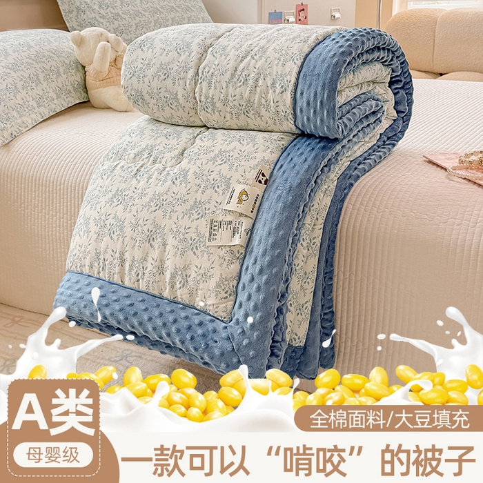 91家纺网 家纺一手货源 找家纺 （总）梦依依 2025新款全棉豆豆绒大豆被冬被春秋被儿童豆豆被（风格一）