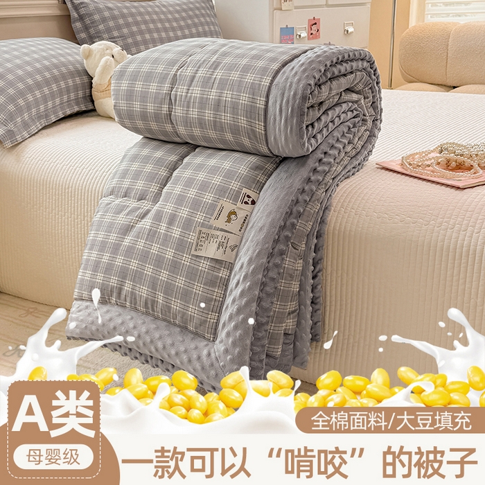 91家纺网 家纺一手货源 找家纺 （总）梦依依 2025新款全棉豆豆绒大豆被冬被春秋被儿童豆豆被（风格一）