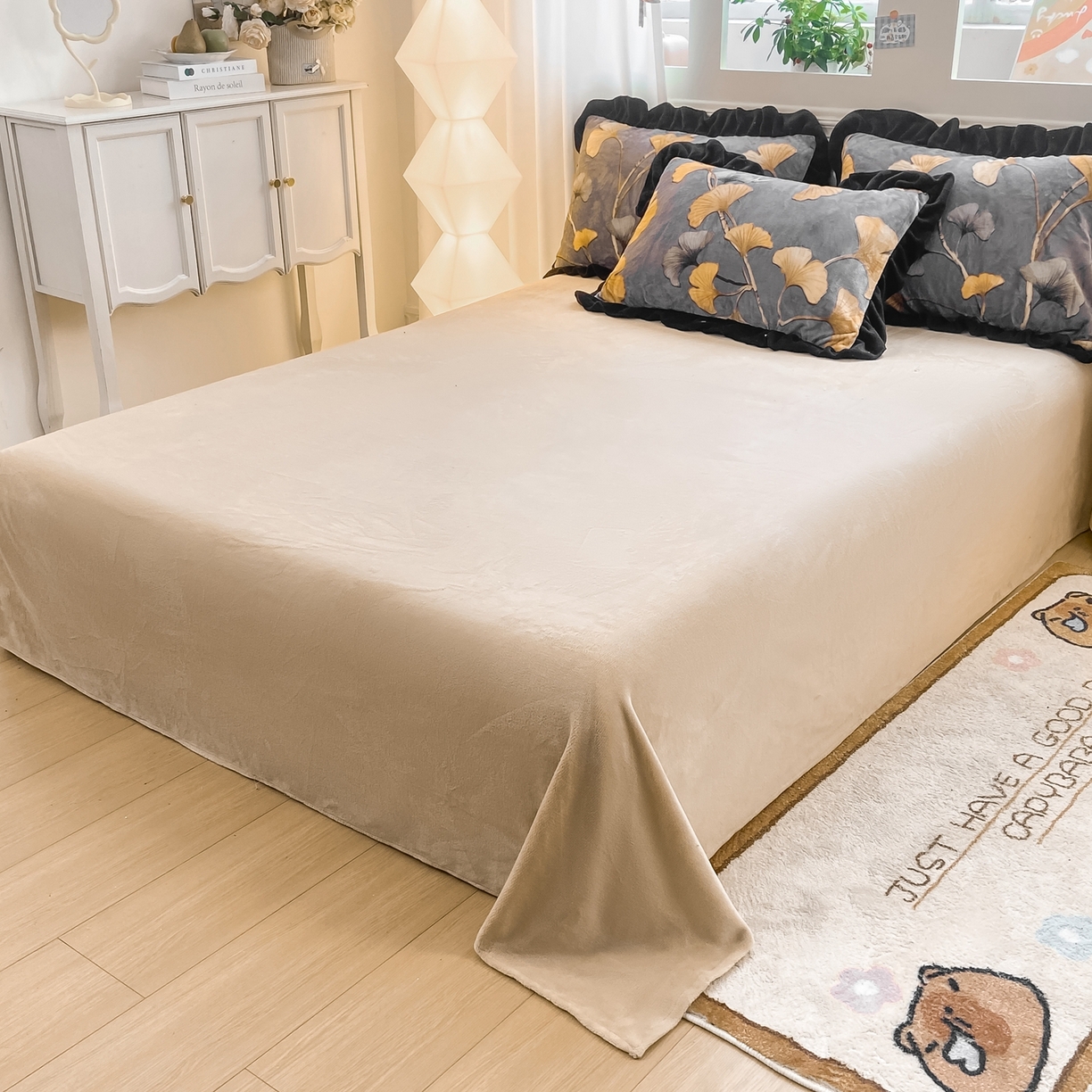 91家纺网 家纺一手货源 找家纺 富之航家纺 2025新款小香风赫本风ins风大牌韩版大花边轻奢牛奶绒四件套 慕秋