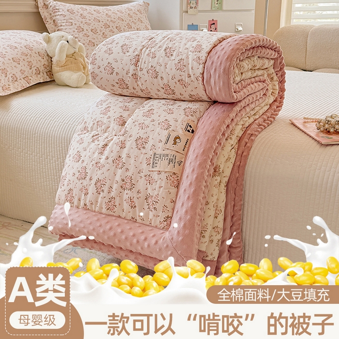 91家纺网 家纺一手货源 找家纺 （总）梦依依 2025新款全棉豆豆绒大豆被冬被春秋被儿童豆豆被（风格一）
