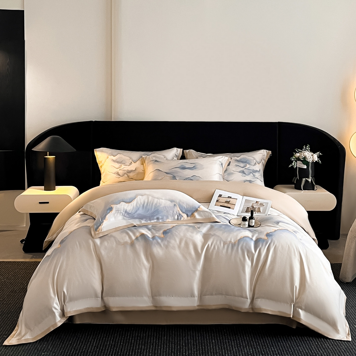 （总）博纳家纺 2025新款亲肤棉数码印花拼角四件套