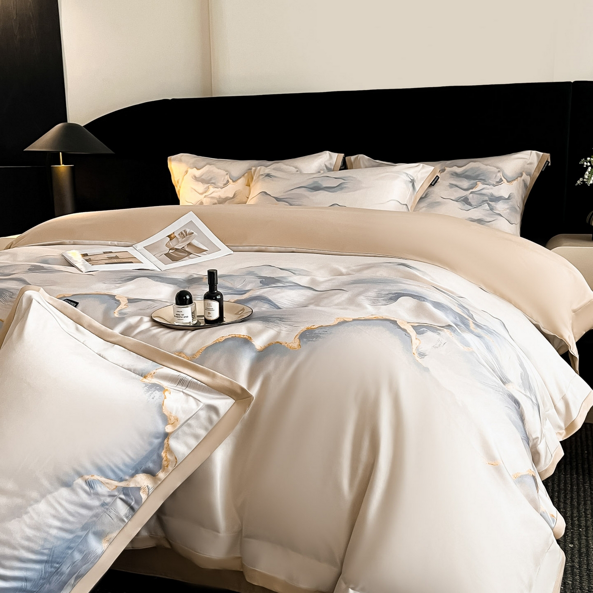 91家纺网 家纺一手货源 找家纺 （总）博纳家纺 2025新款亲肤棉数码印花拼角四件套