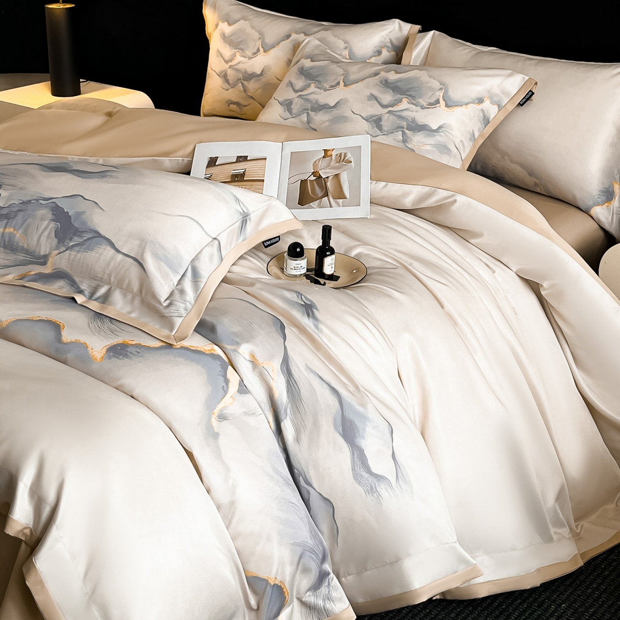 91家纺网 家纺一手货源 找家纺 （总）博纳家纺 2025新款亲肤棉数码印花拼角四件套