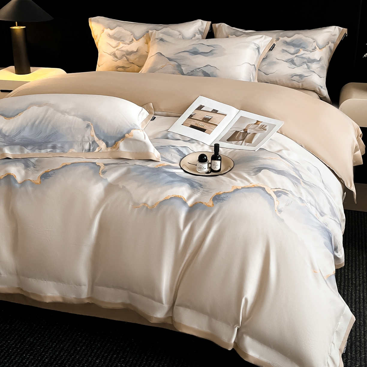 91家纺网 家纺一手货源 找家纺 （总）博纳家纺 2025新款亲肤棉数码印花拼角四件套