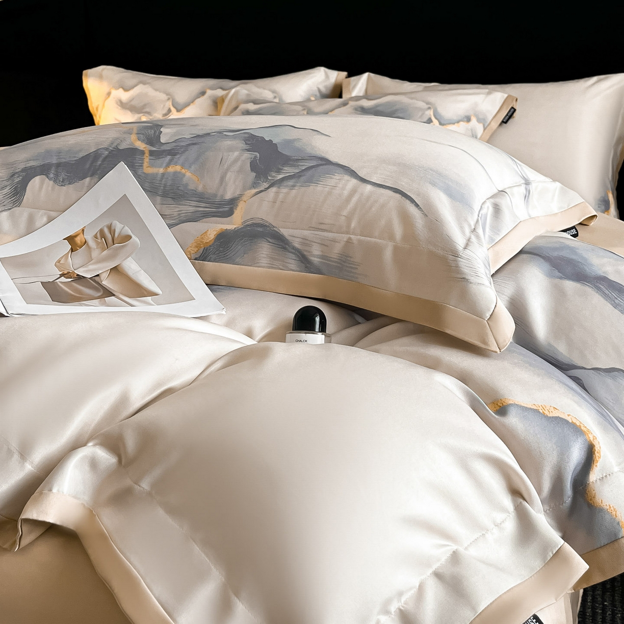 91家纺网 家纺一手货源 找家纺 （总）博纳家纺 2025新款亲肤棉数码印花拼角四件套