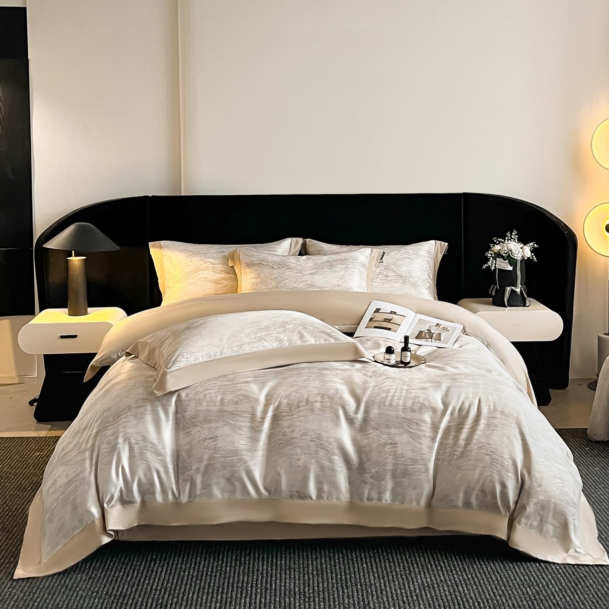 博纳家纺 2025新款亲肤棉数码印花拼角四件套 逝水流年-香槟