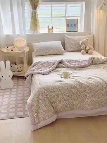 91家纺网 家纺一手货源 找家纺 梦依依 2025新款全棉豆豆绒大豆被冬被春秋被儿童豆豆被（风格一） 沐光（米）