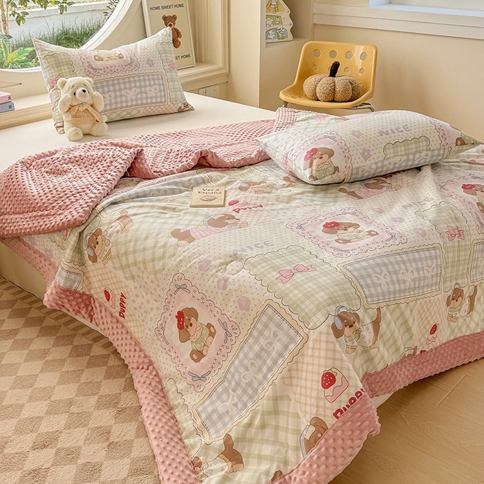 91家纺网 家纺一手货源 找家纺 梦依依 2025新款全棉豆豆绒大豆被冬被春秋被儿童豆豆被（风格一） 趴趴乐园