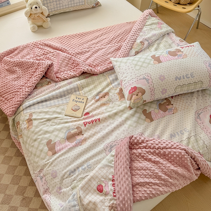 91家纺网 家纺一手货源 找家纺 梦依依 2025新款全棉豆豆绒大豆被冬被春秋被儿童豆豆被（风格一） 趴趴乐园