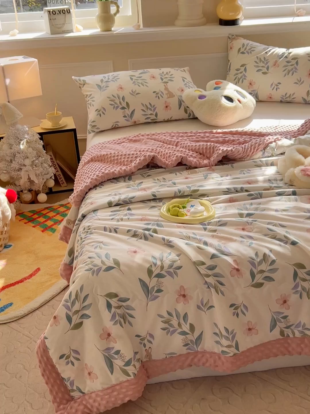 91家纺网 家纺一手货源 找家纺 梦依依 2025新款全棉豆豆绒大豆被冬被春秋被儿童豆豆被（风格一） 轻纱漫舞