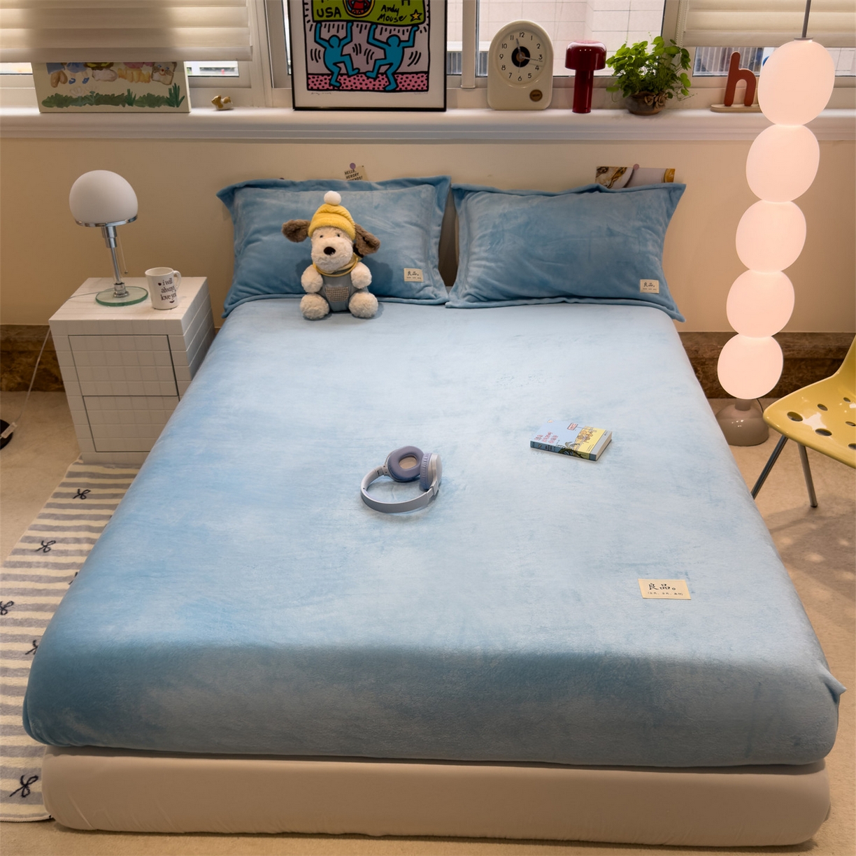 857家居 2025新款高克重牛奶绒床单床笠系列 良品-宝石蓝